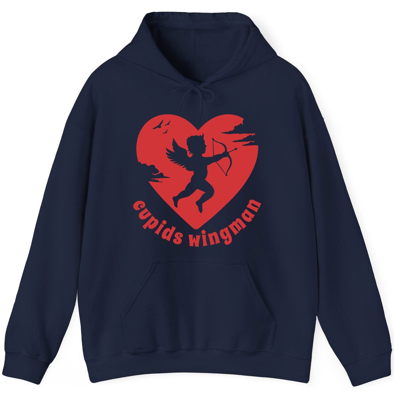 Cupids Wingman cupid Hoodie Navy product mockup