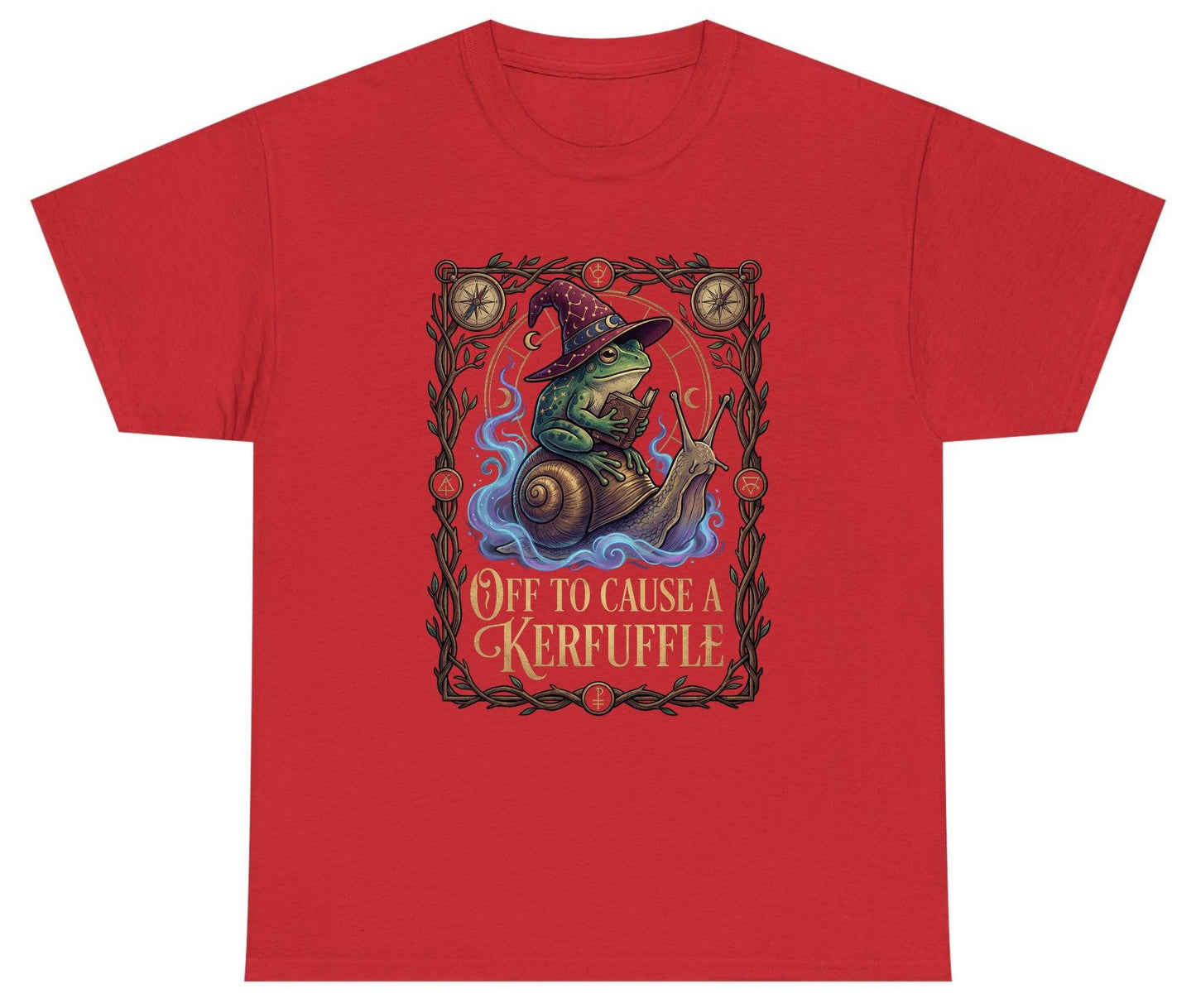 Off to Cause a Kerfuffle frog wizard Youth T-Shirt Red product mockup