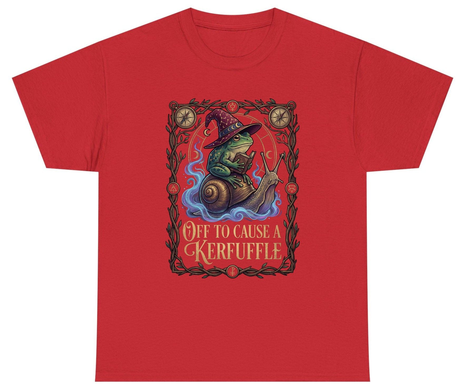 Off to Cause a Kerfuffle frog wizard Youth T-Shirt Red product mockup
