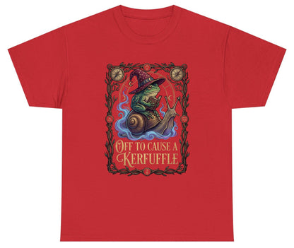 Off to Cause a Kerfuffle frog wizard Youth T-Shirt Red product mockup