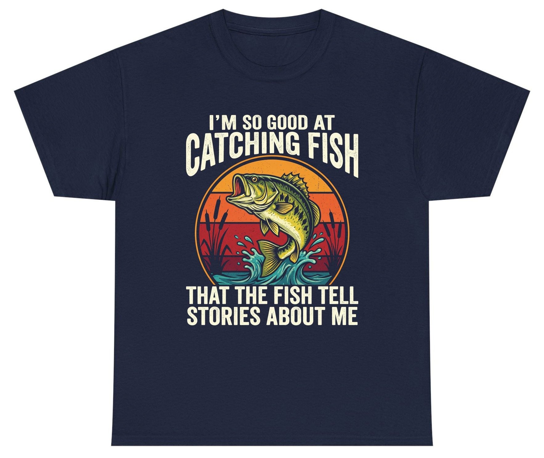 I'm So Good at Catching Fish That the Fish Tell Stories About Me fishing Youth T-Shirt Navy product mockup