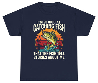 I'm So Good at Catching Fish That the Fish Tell Stories About Me fishing Youth T-Shirt Navy product mockup