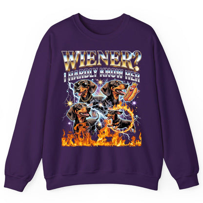 Wiener I Hardly Know Her dachshund Sweatshirt Purple product mockup