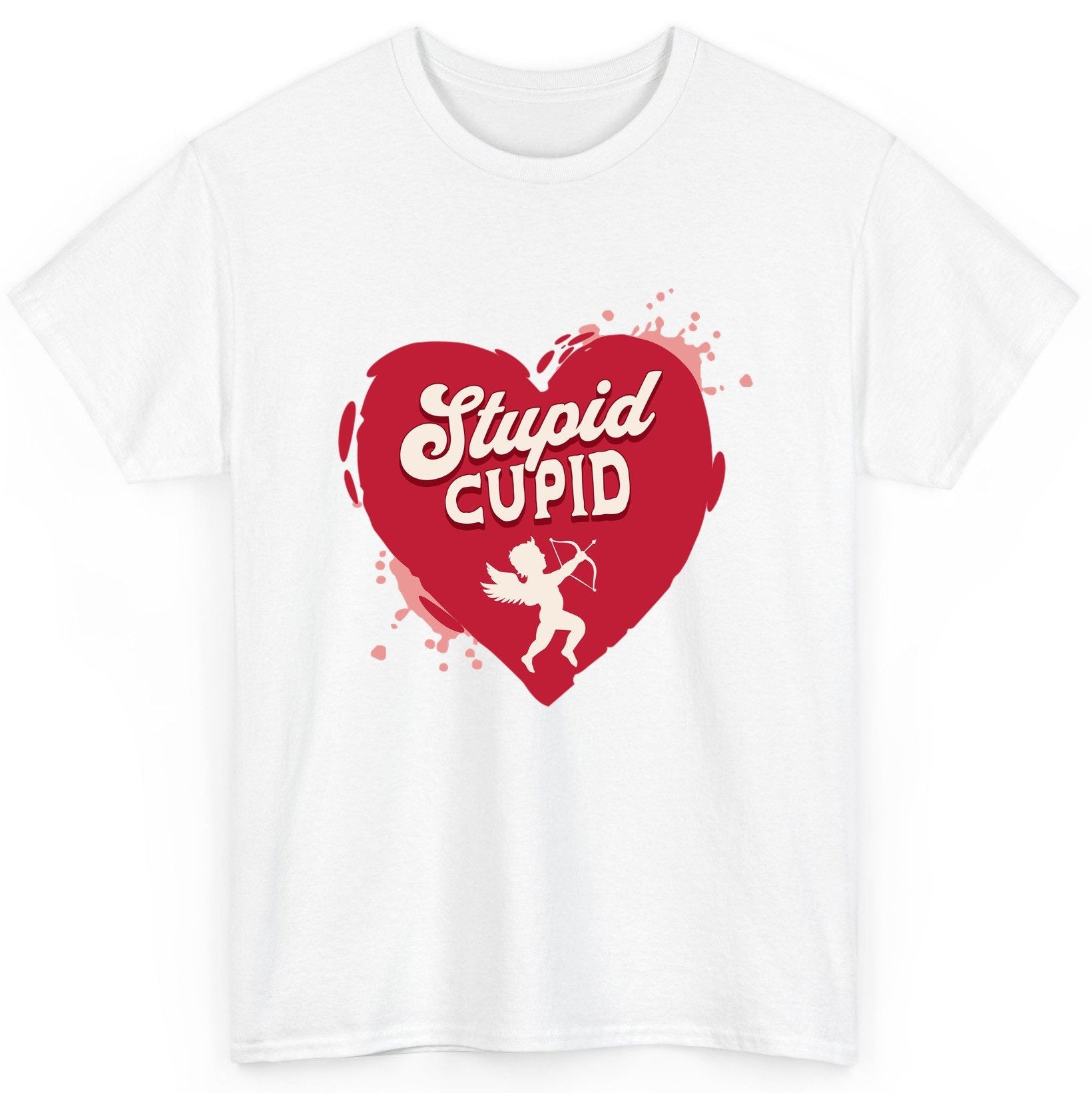 Stupid Cupid anti-Valentine's Day T-Shirt White product mockup