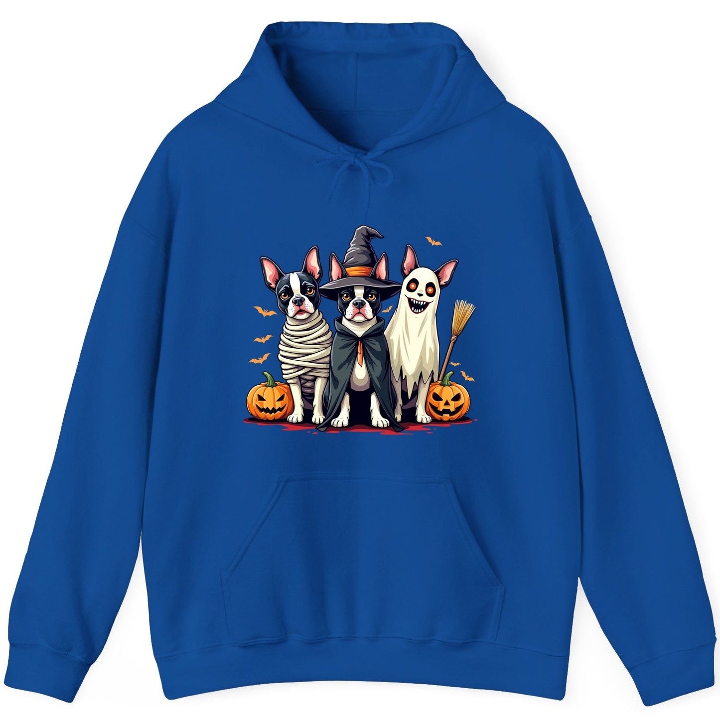 Halloween Boston Terrier Trio boston terrier Hoodie Royal product mockup