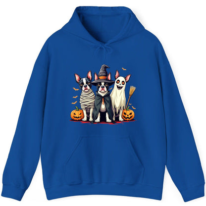 Halloween Boston Terrier Trio boston terrier Hoodie Royal product mockup