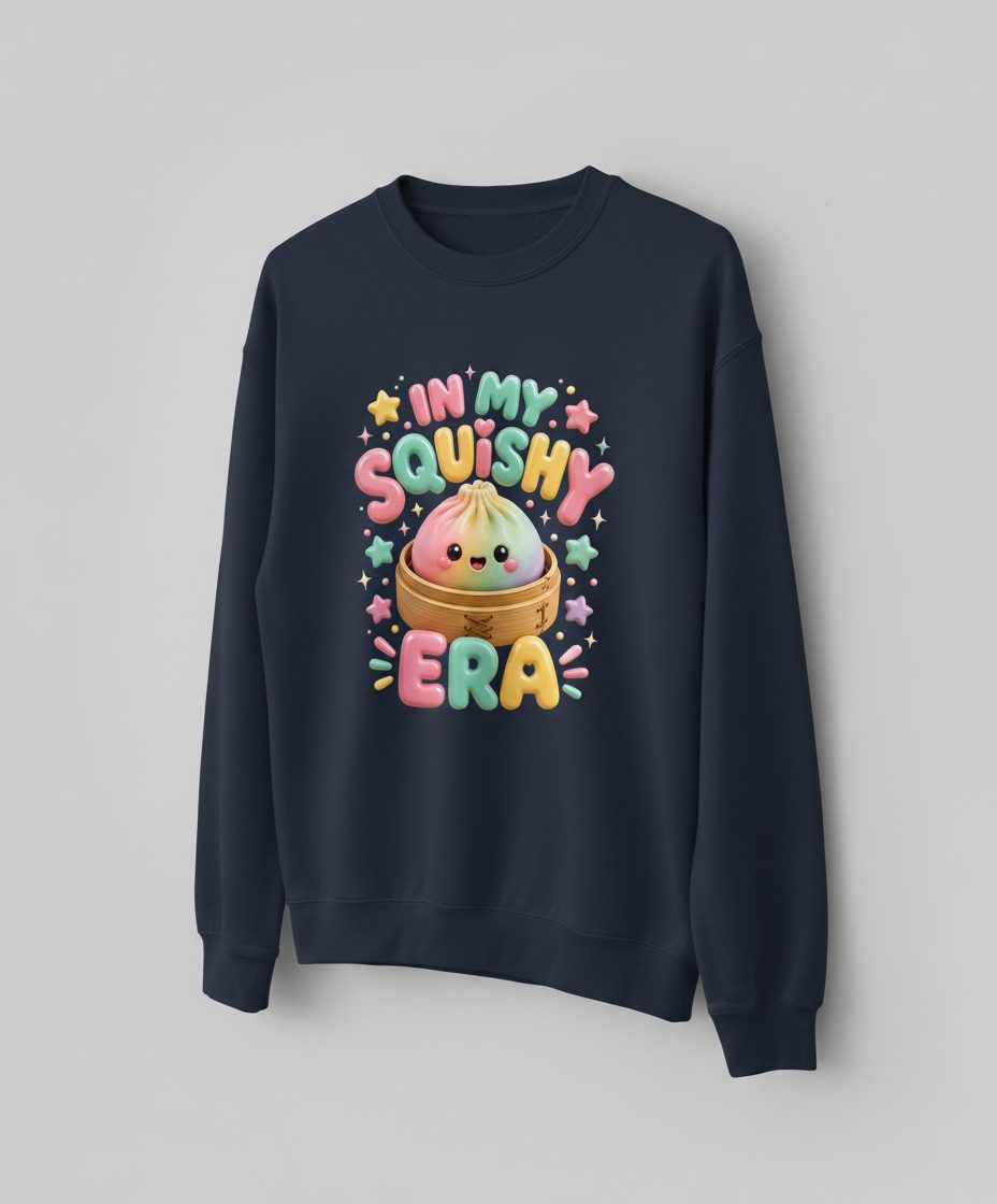 In My Squishy Era Cute Dumpling Sweatshirt - product mockup - Navy