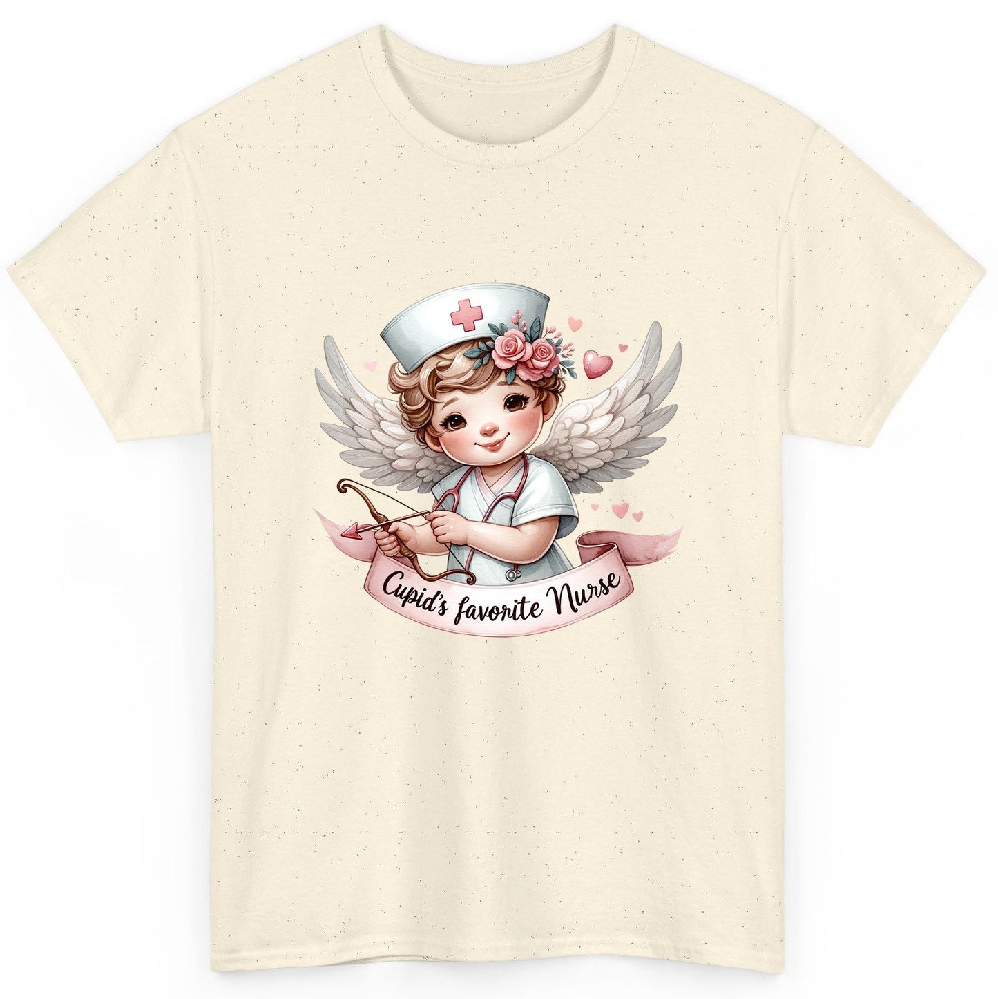 Cupid's Favorite Nurse cupid nurse T-Shirt Natural product mockup