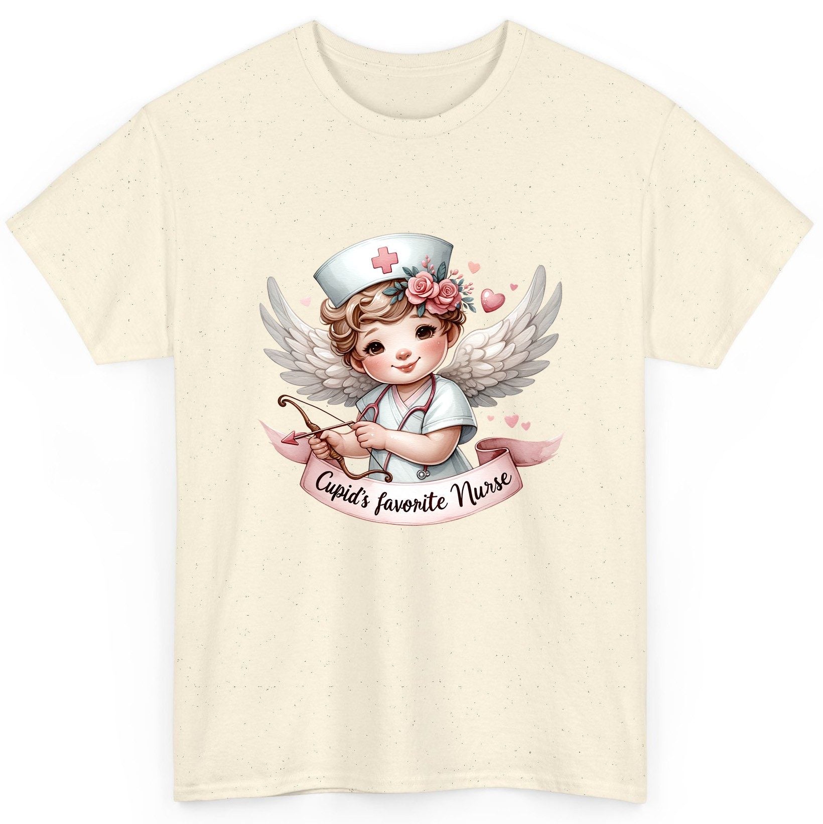 Cupid's Favorite Nurse cupid nurse T-Shirt Natural product mockup