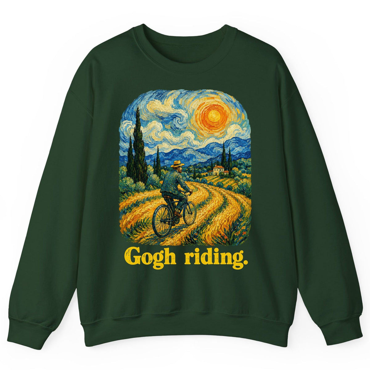 Gogh Riding van gogh parody Sweatshirt Forest Green product mockup