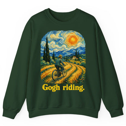 Gogh Riding van gogh parody Sweatshirt Forest Green product mockup