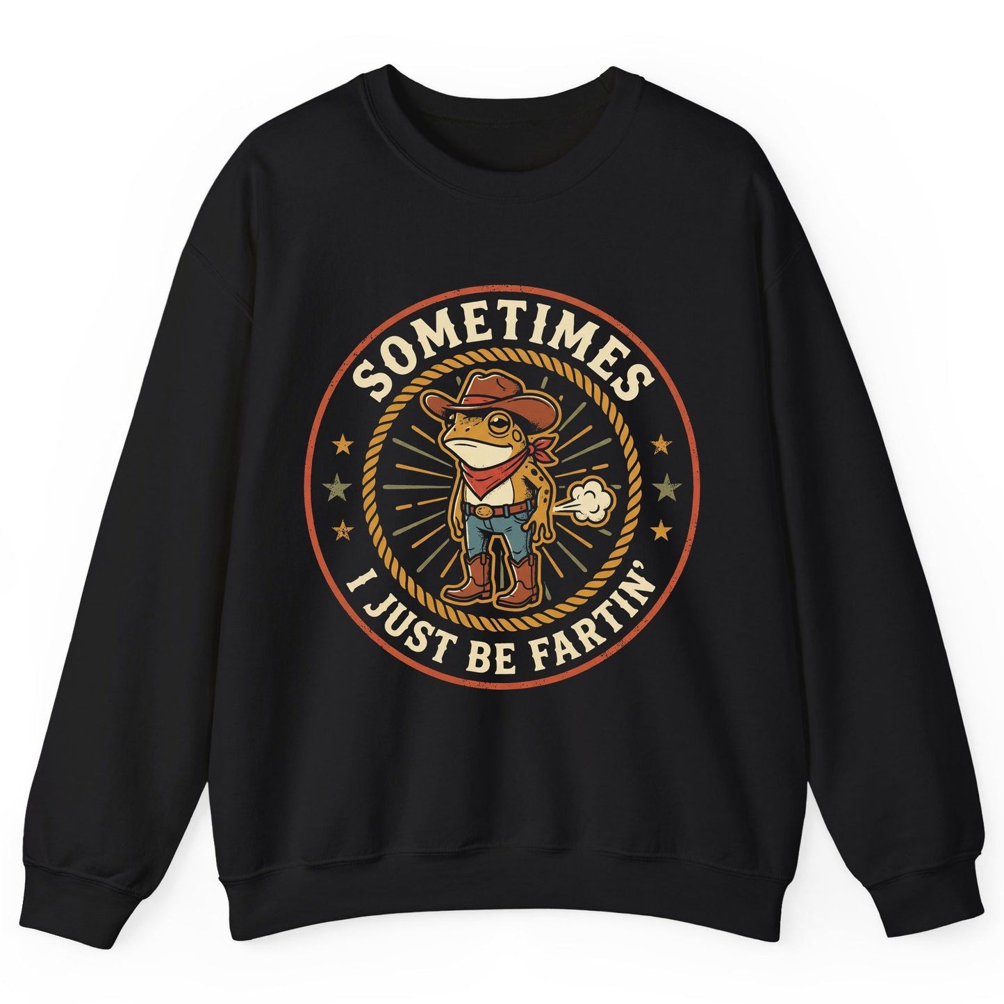 Sometimes I Just Be Fartin' cowboy frog Sweatshirt Black product mockup