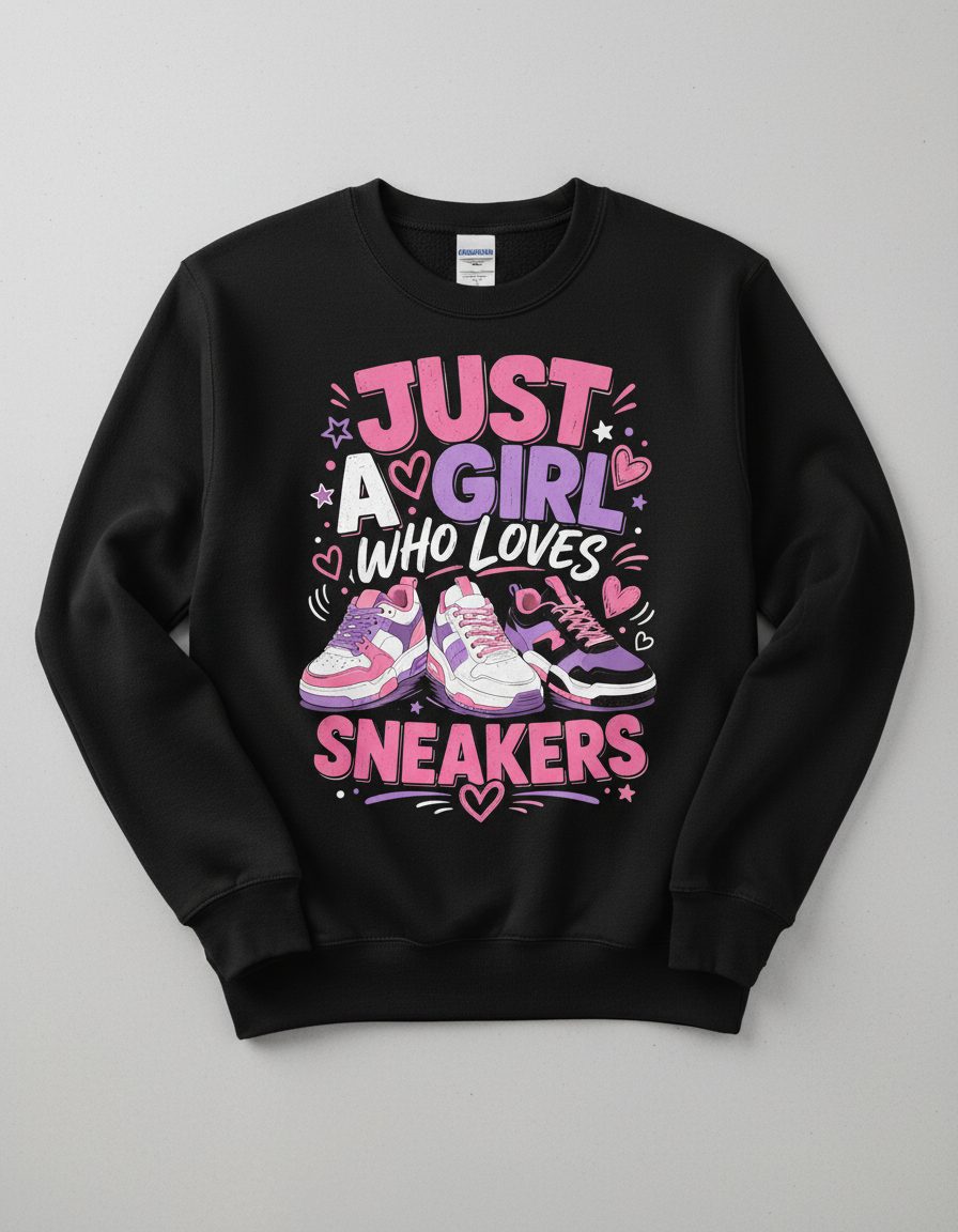Sneakers Sneakerhead Girls Sweatshirt - product mockup - Black
