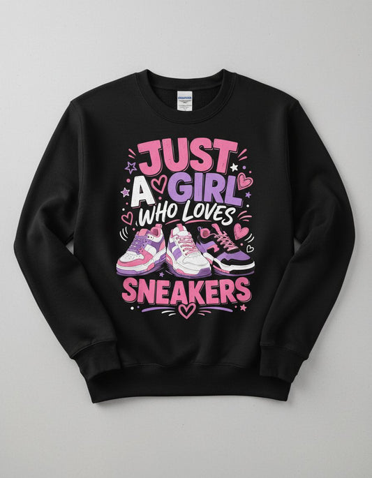 Sneakers Sneakerhead Girls Sweatshirt - product mockup - Black