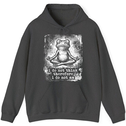 I Do Not Think Therefore I Do Not Am meditating frog Hoodie Dark Heather product mockup