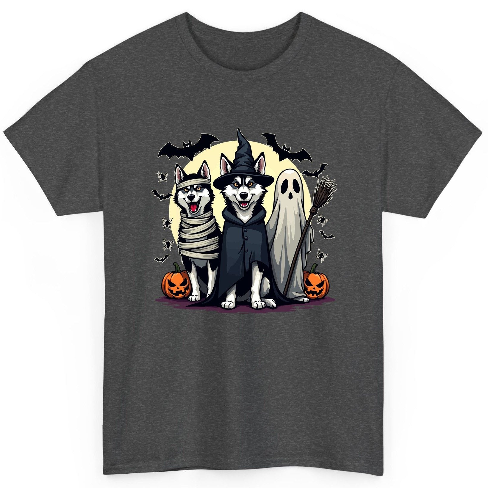Halloween Huskies in Costumes Halloween huskies T-Shirt Dark Heather product mockup