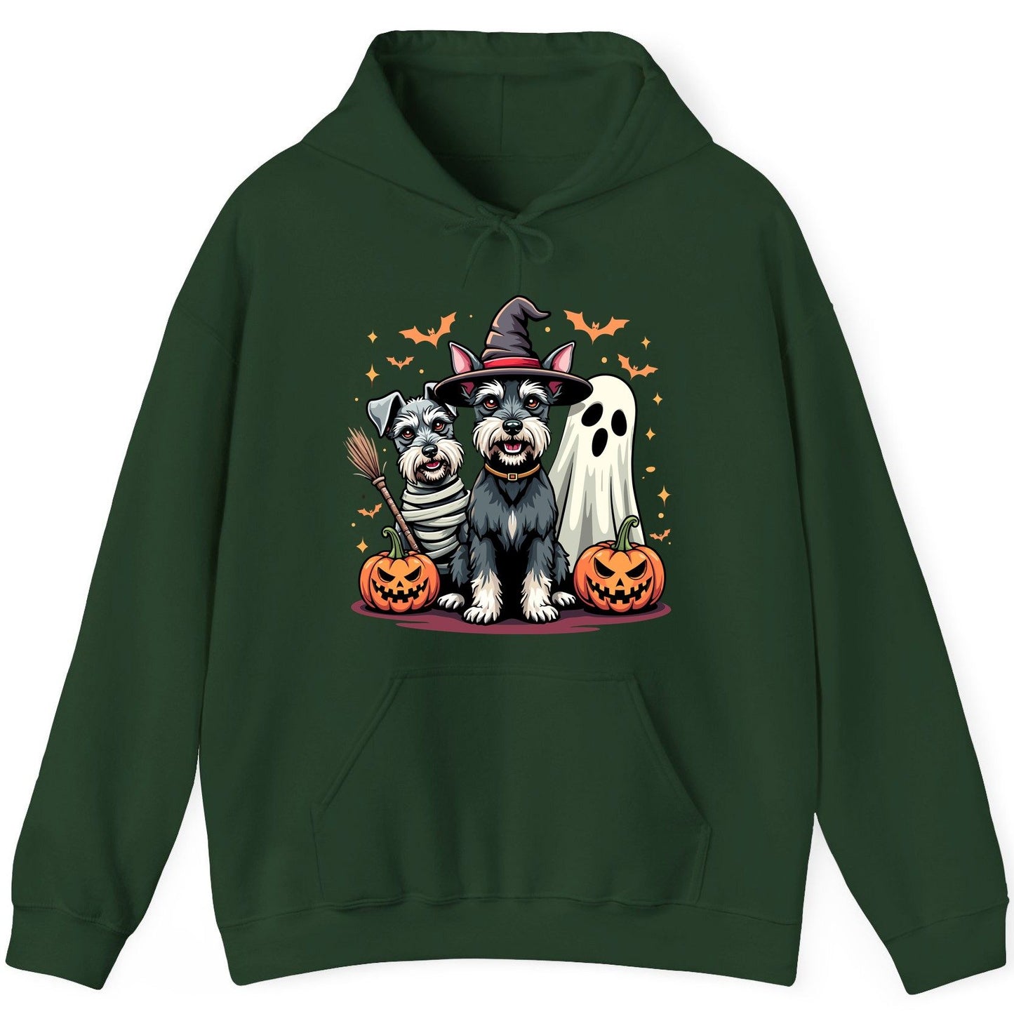 Halloween Schnauzer Dogs schnauzer dogs Hoodie Forest Green product mockup
