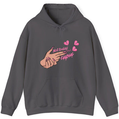 Not Today Cupid anti-Valentine's Day Hoodie Charcoal product mockup