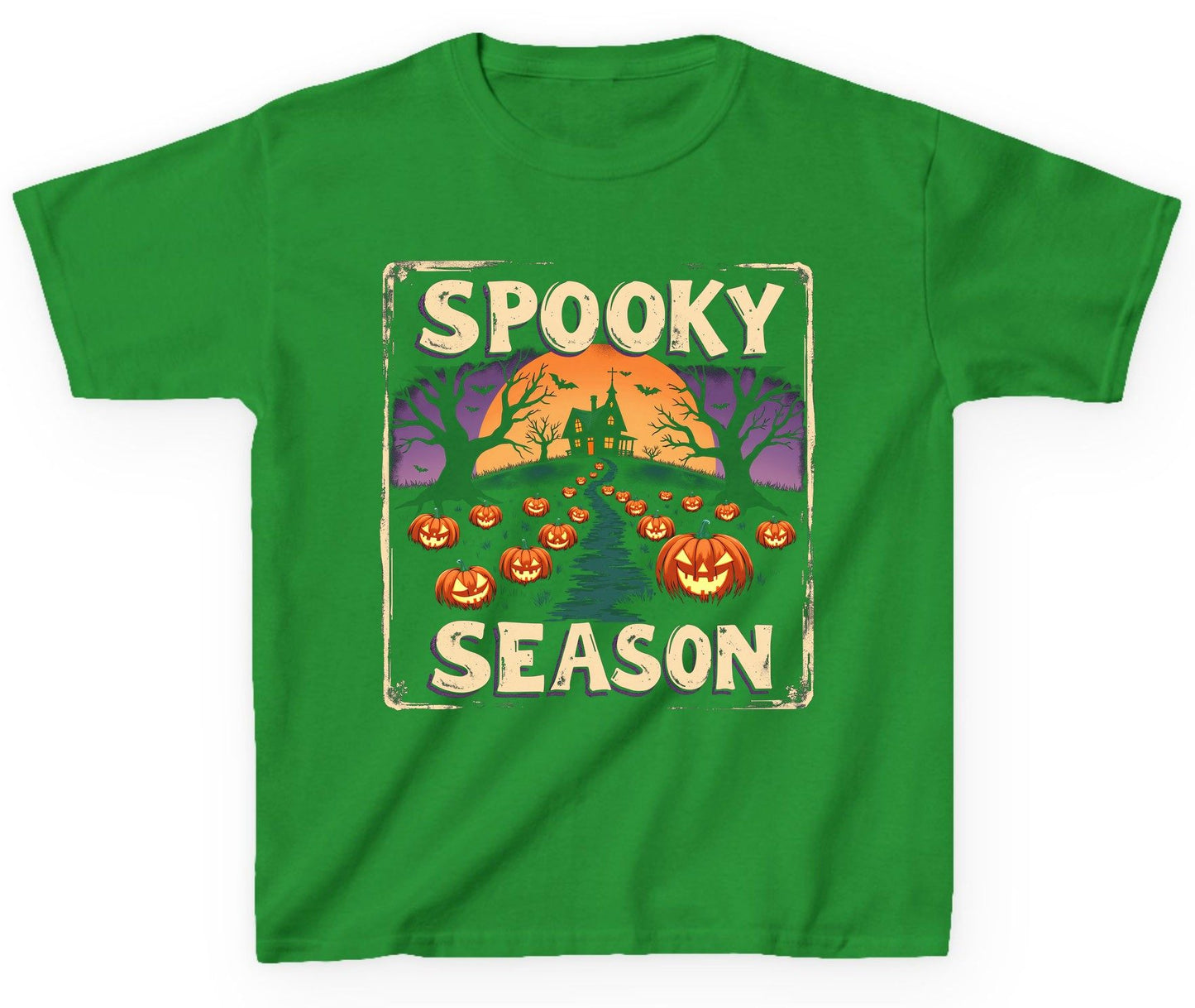 Spooky Season Halloween Youth T-Shirt Irish Green product mockup