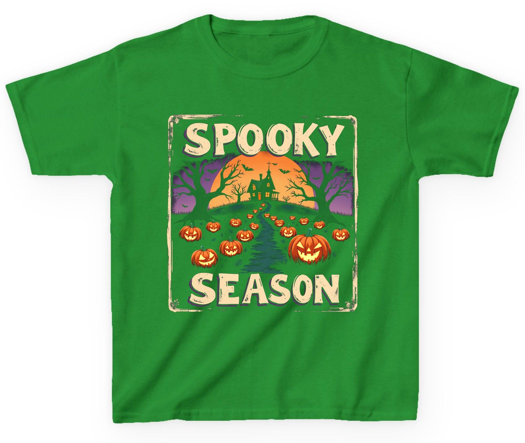 Spooky Season Halloween Youth T-Shirt Irish Green product mockup