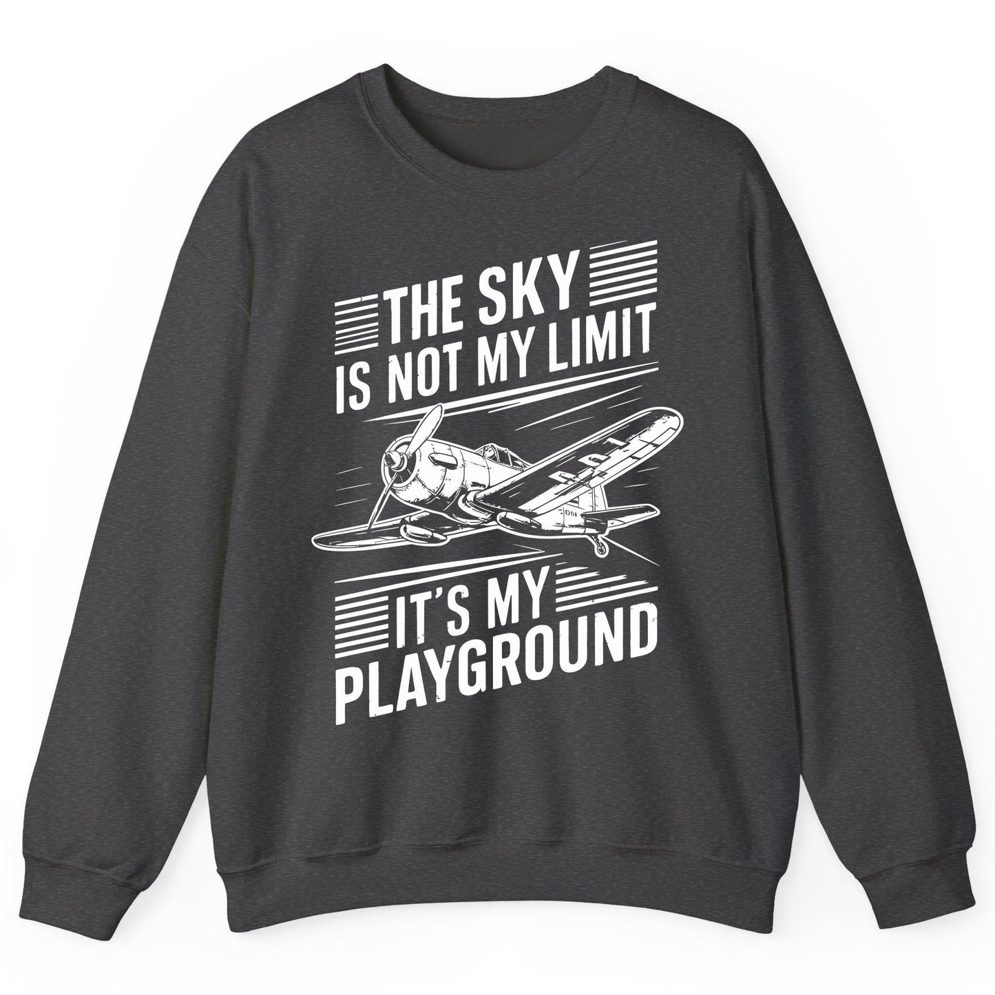 The Sky Is Not My Limit It's My Playground vintage airplane Sweatshirt Dark Heather product mockup