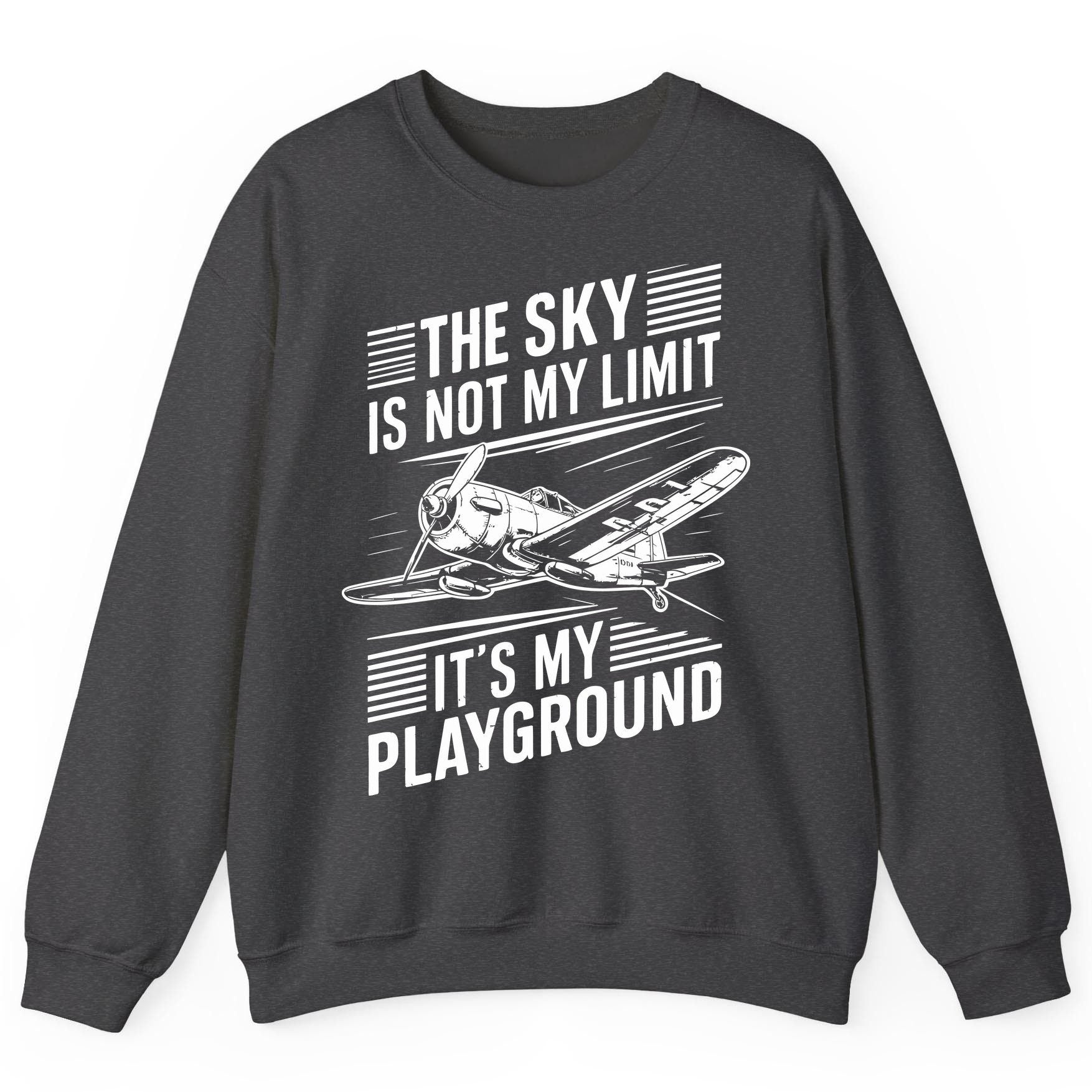 The Sky Is Not My Limit It's My Playground vintage airplane Sweatshirt Dark Heather product mockup
