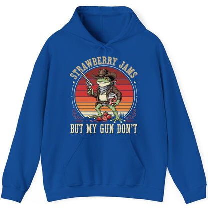 Strawberry Jams but My Gun Don't cowboy frog Hoodie Royal product mockup