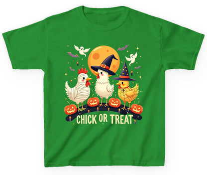 Chick or Treat Halloween chickens Youth T-Shirt Irish Green product mockup