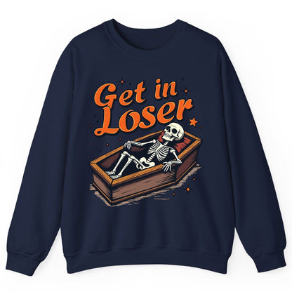 Get in Loser skeleton in coffin Sweatshirt Navy product mockup