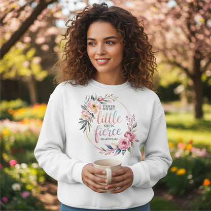 Little Fierce feminine empowerment Sweatshirt White lifestyle mockup