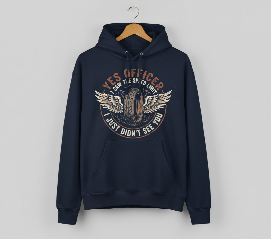 Yes Officer I Saw The Speed Limit Motorcycle Humor Hoodie - Navy