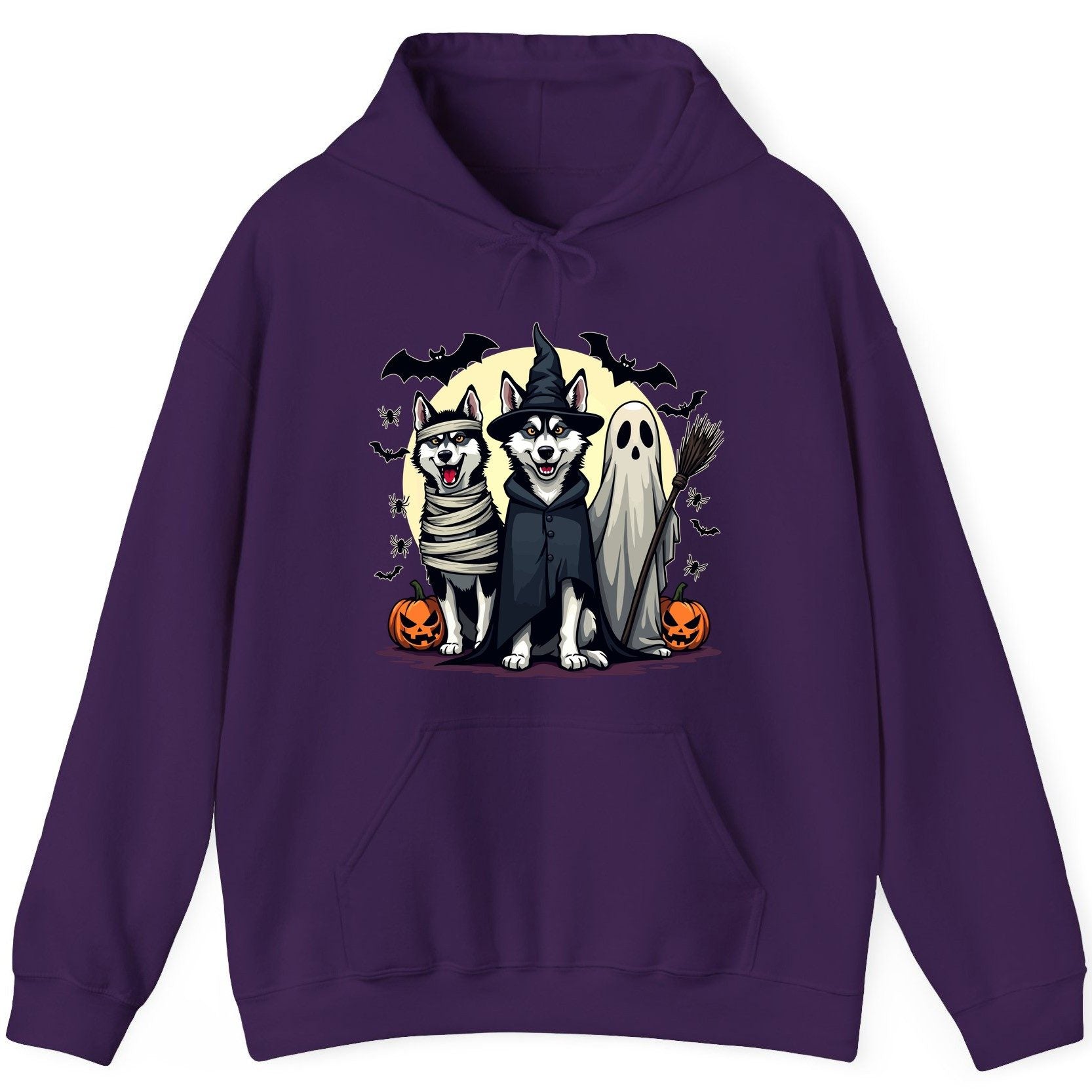 Halloween Huskies in Costumes Halloween huskies Hoodie Purple product mockup