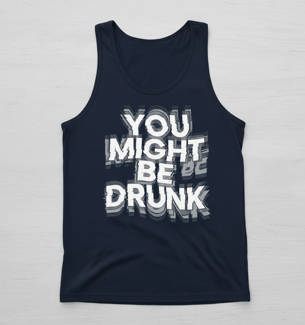 You Might Be Drunk Funny Drinking Quote Tank Top - Navy