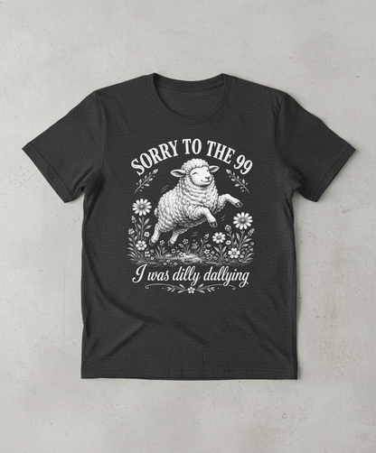 Dilly Dallying Lost Sheep Christian Humor Design T-Shirt - Dark Heather
