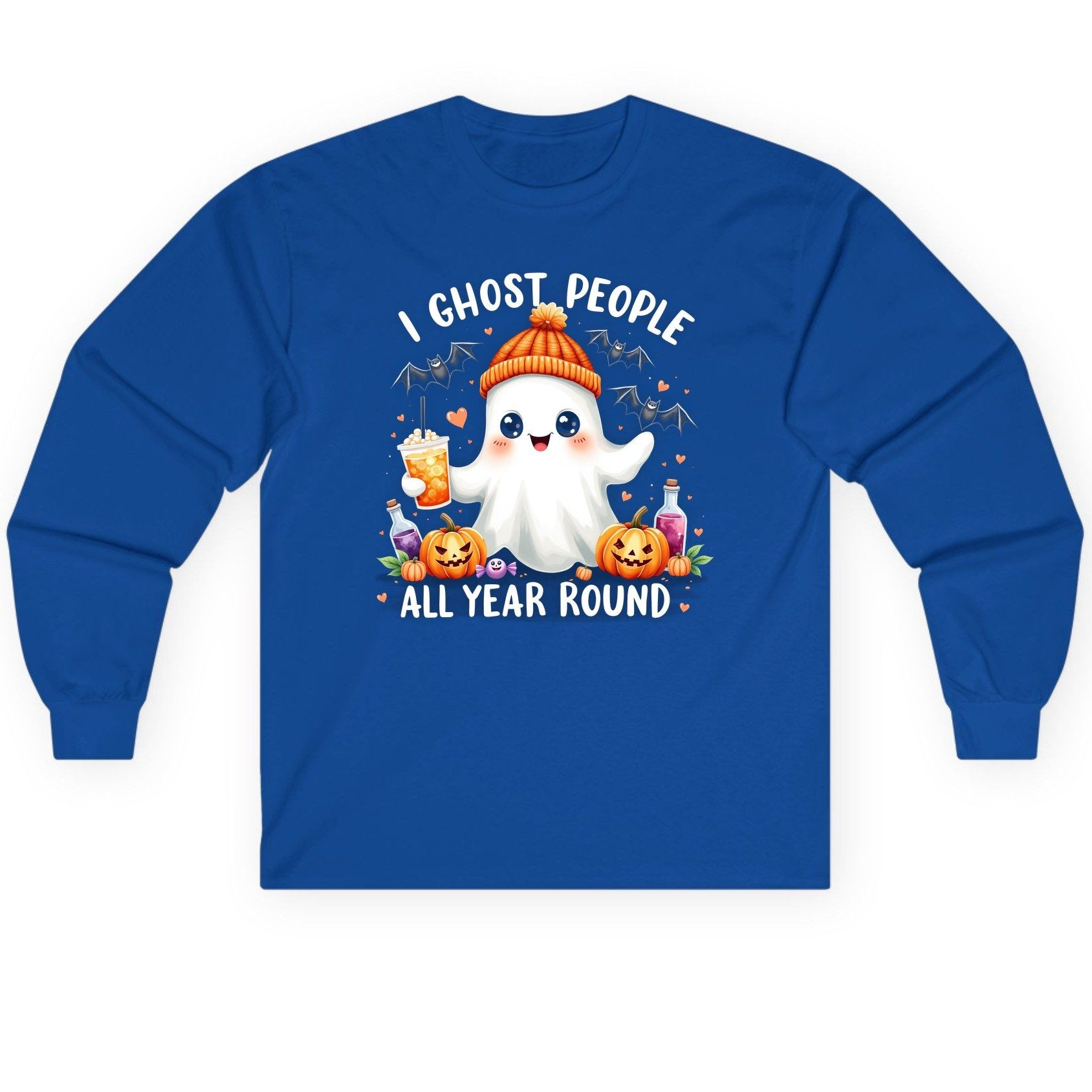 I Ghost People All Year Round cute ghost Long Sleeve Tee Royal product mockup