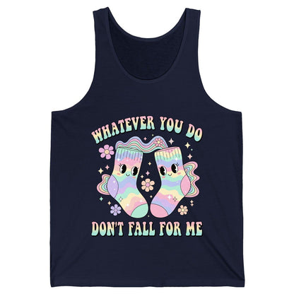 Whatever You Do Don't Fall for Me funny socks Tank Top Navy product mockup