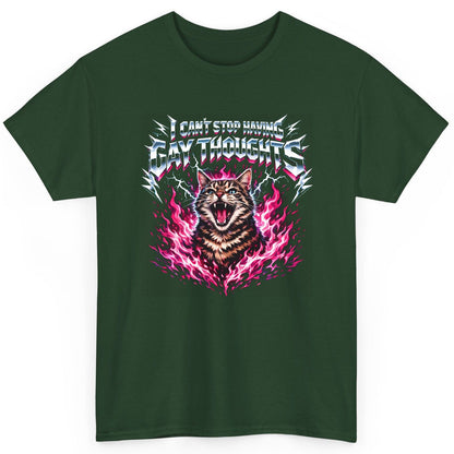 I Can't Stop Having Gay Thoughts cat T-Shirt Forest Green product mockup