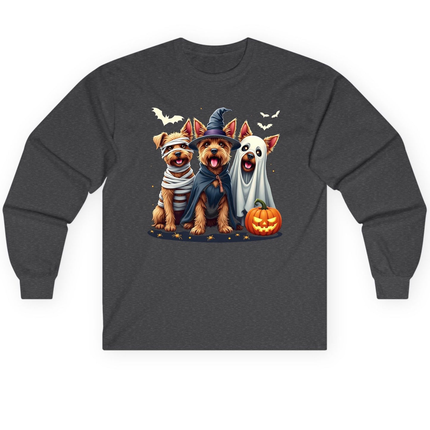 Cute Dogs Halloween Costumes dogs in Halloween costumes Long Sleeve Tee Dark Heather product mockup