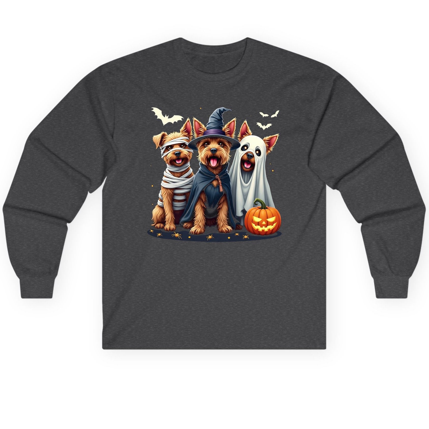 Cute Dogs Halloween Costumes dogs in Halloween costumes Long Sleeve Tee Dark Heather product mockup