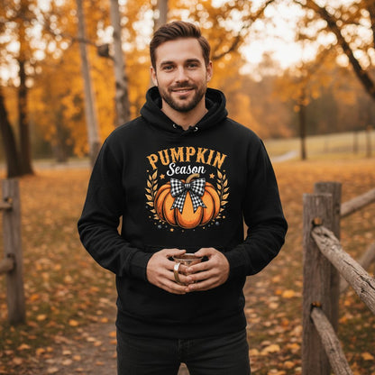 Pumpkin Season fall Hoodie Black lifestyle mockup