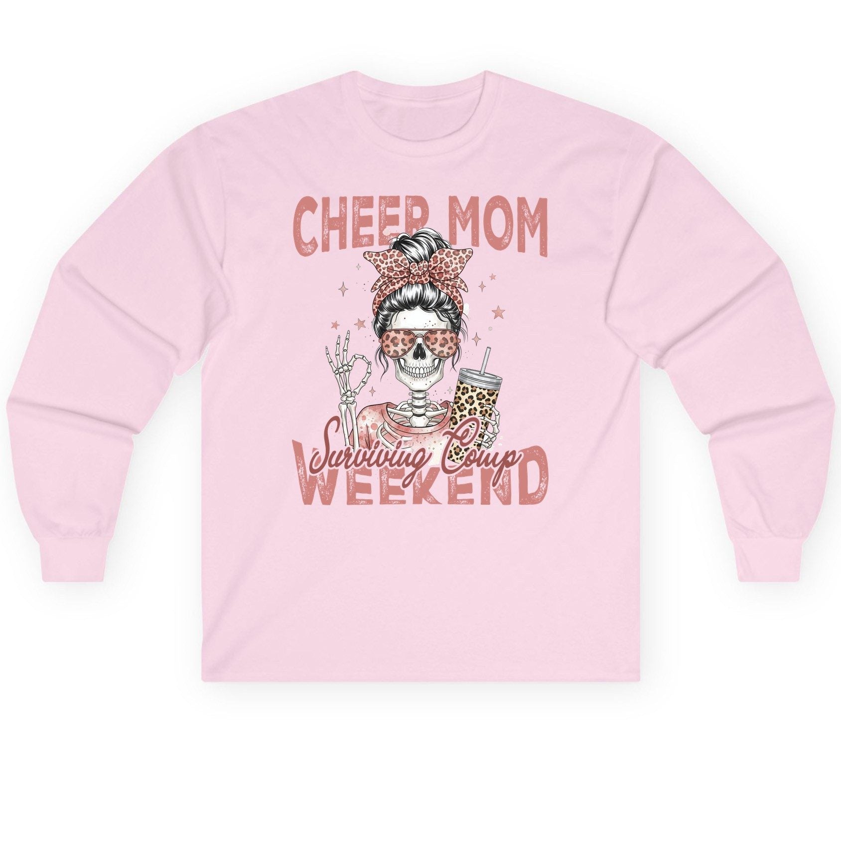 Cheer Mom Surviving Comp Weekend cheer mom Long Sleeve Tee Light Pink product mockup