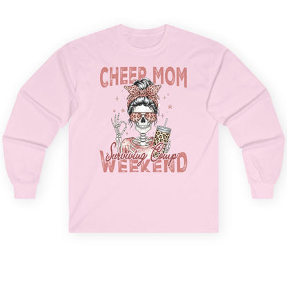 Cheer Mom Surviving Comp Weekend cheer mom Long Sleeve Tee Light Pink product mockup