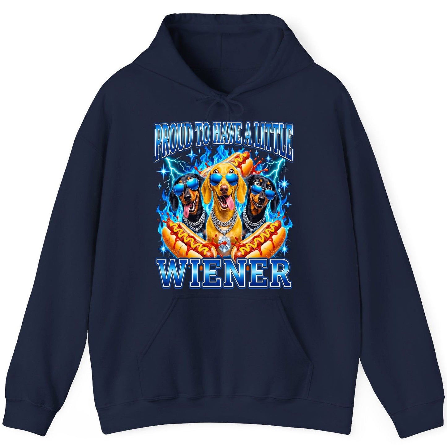 Proud to Have a Little Wiener dachshund dogs Hoodie Navy product mockup