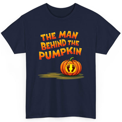 The Man Behind the Pumpkin pregnancy announcement T-Shirt Navy product mockup