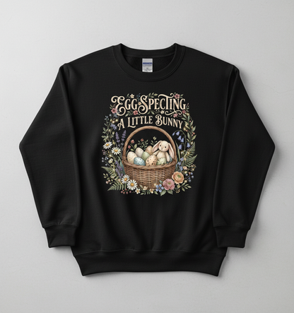 Egg-specting A Little Bunny Pregnancy Announcement Sweatshirt - Black