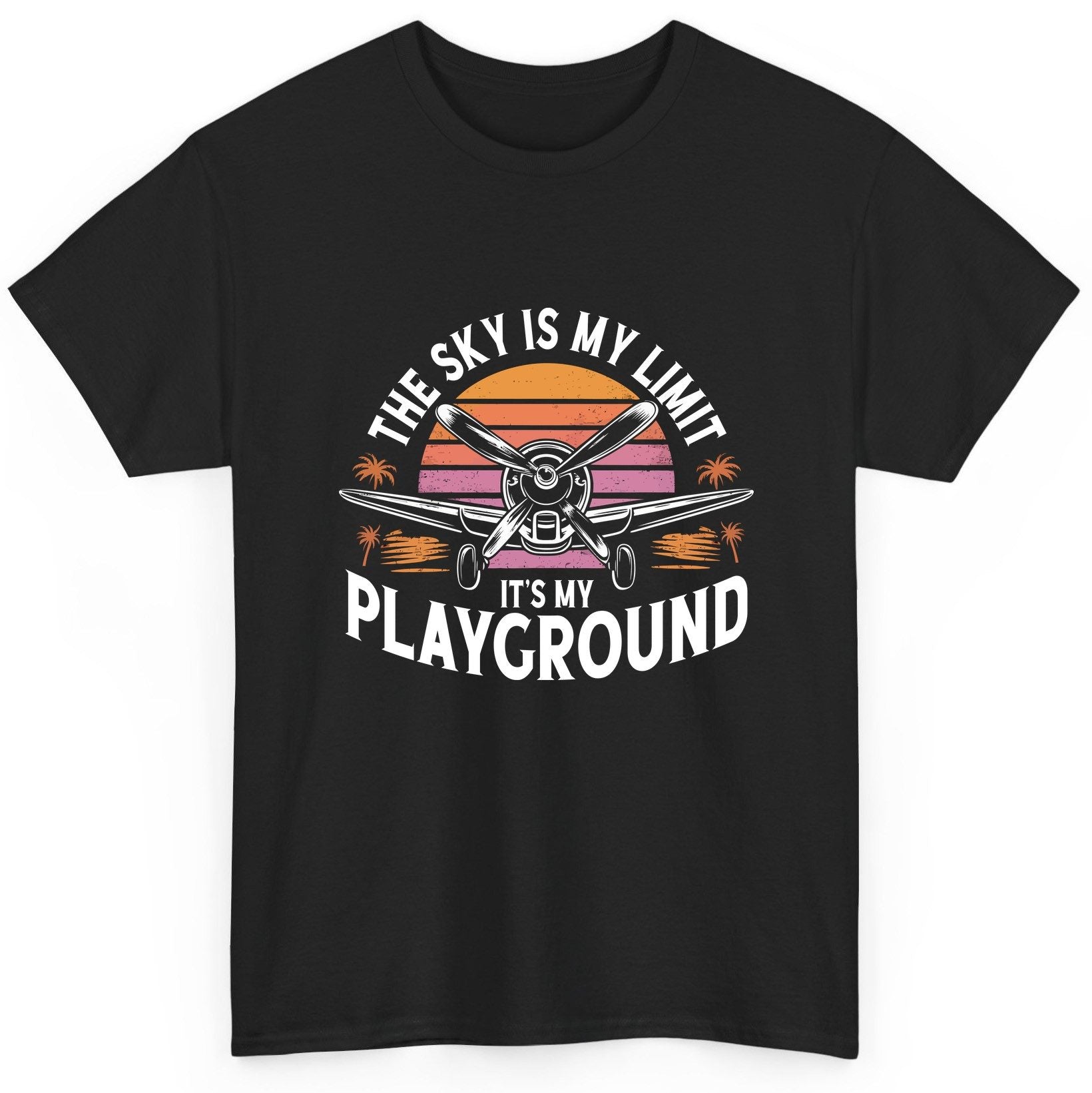 The Sky Is My Limit It's My Playground aviation T-Shirt Black product mockup