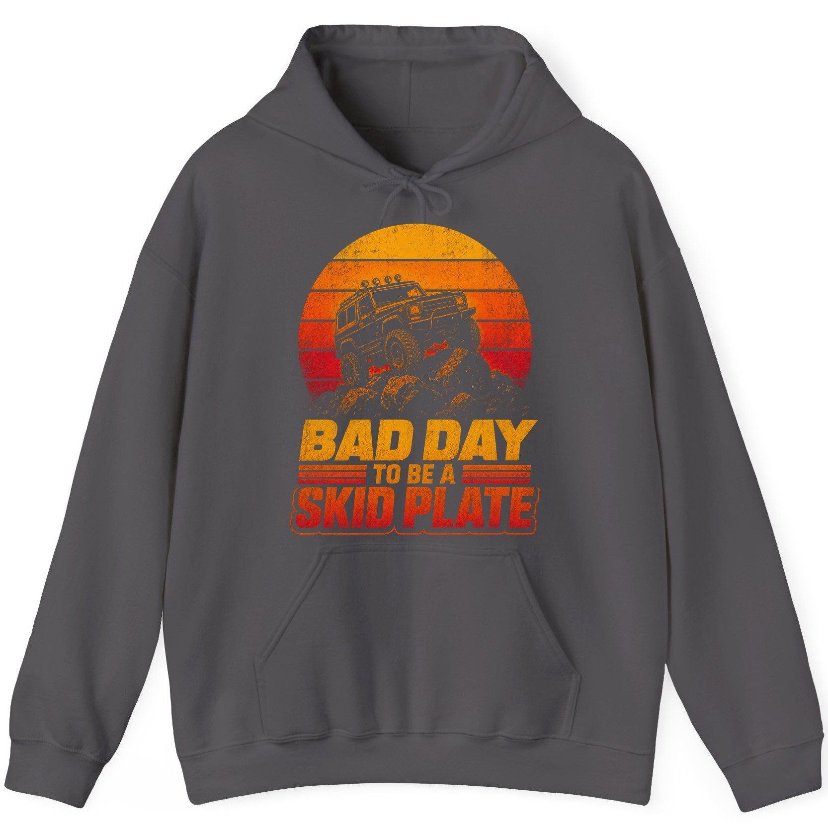 Bad Day to Be a Skid Plate Funny Off-Roading Hoodie - product mockup - Charcoal