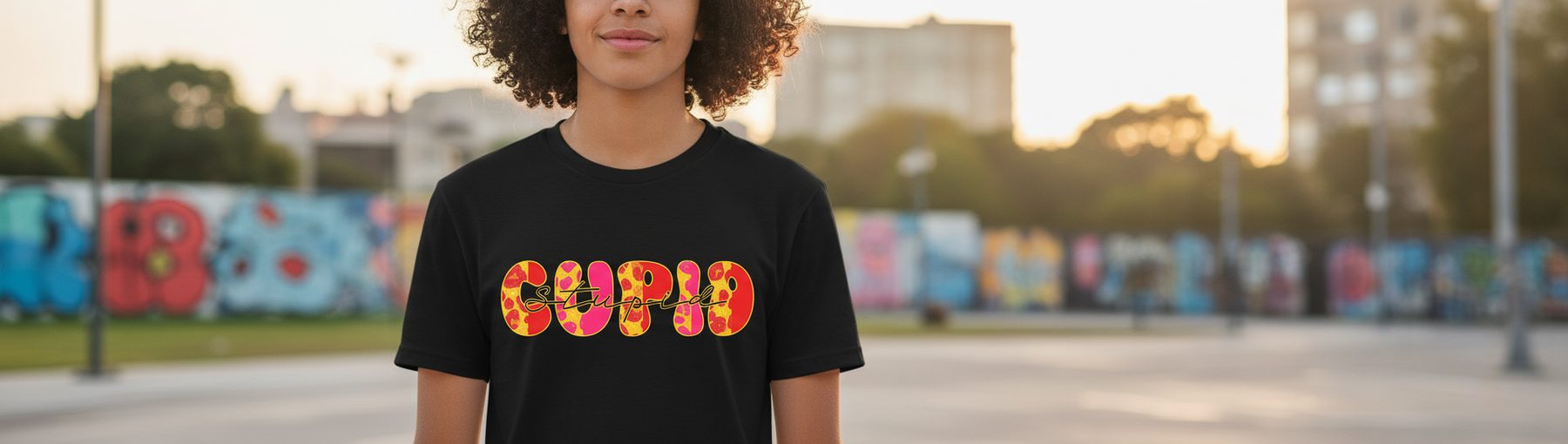 Stupid Cupid anti-Valentine's Day Youth T-Shirt Black lifestyle mockup