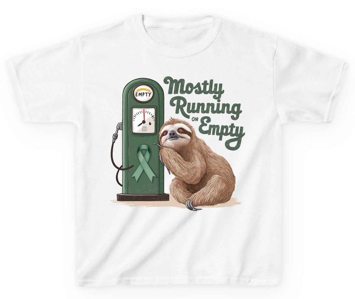 Mostly Running on Empty sloth Youth T-Shirt White product mockup