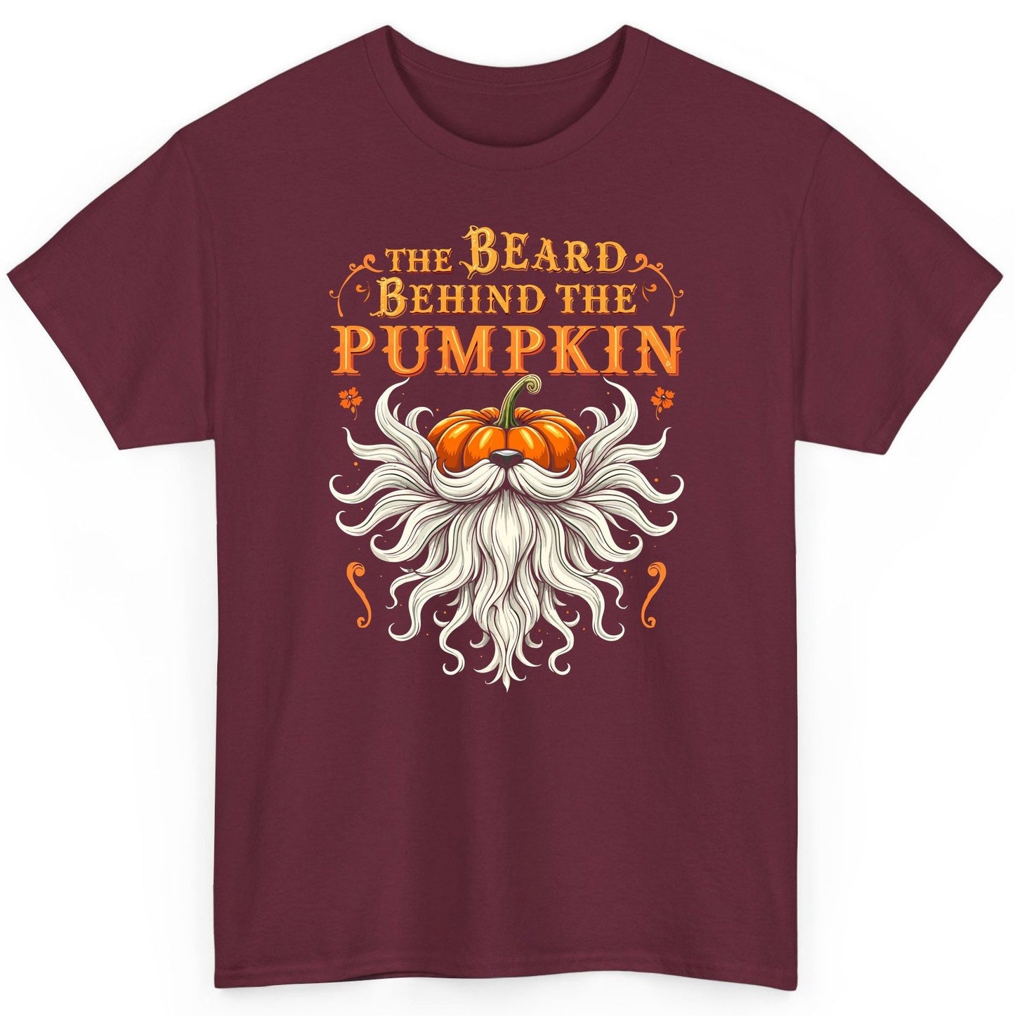 The Beard Behind the Pumpkin bearded dad T-Shirt Maroon product mockup
